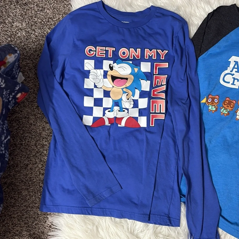 Animal Crossing & Sonic The Hedgehog Long Sleeve Bundle 2 Shirts Youth XXL
